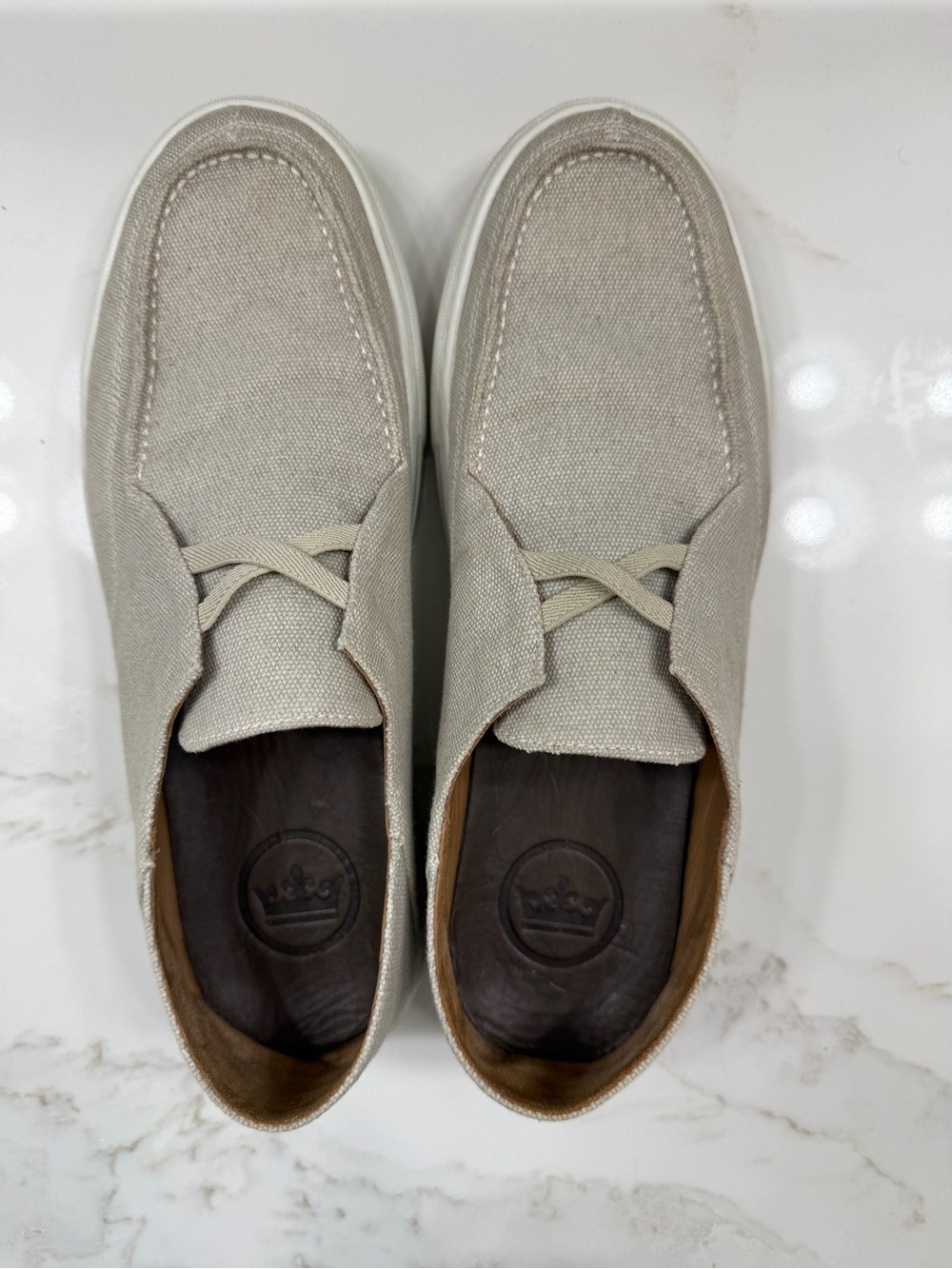 Peter Millar Seaside Breeze Canvas Slip On Sneakers Mens 9.5M Beige Nautical